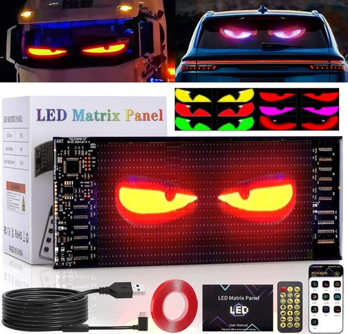 Devil Eyes RGB Multicolor LED Light Panel with USB for Car Windshield Rear Window 16x32 (12W)