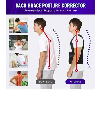 Professional Posture Corrector Belt for Men and Women, Adjustable Back and Shoulder Support Brace, Comfortable Design for Office, Exercise, Walking and Home Use